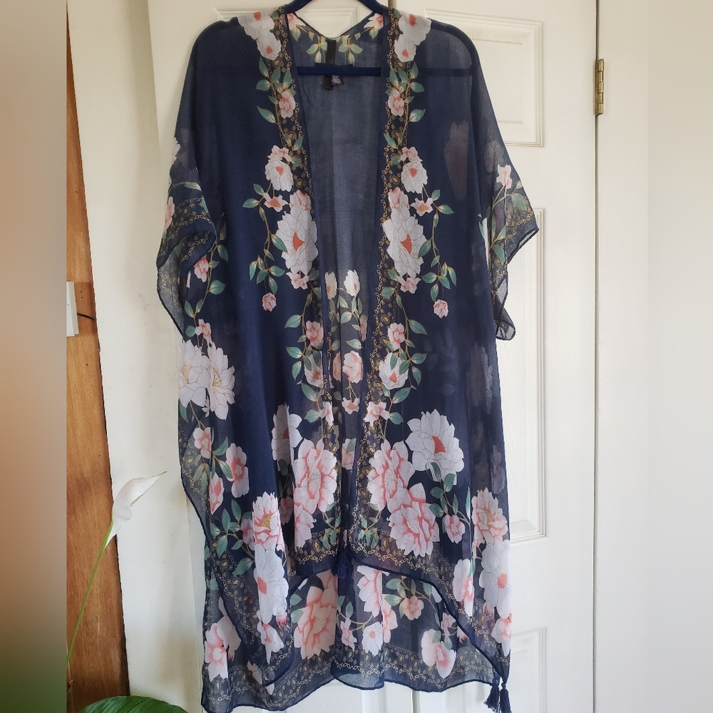 Modena Sheer Floral Kimono O/S